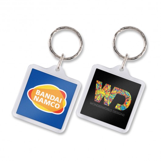 Square Lens Keyrings Printed